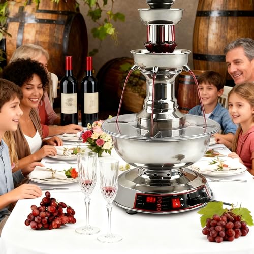 3.5l Capacity Beverage Dispenser,Cascading Fondue Chocolate Fountain Machine,Stainless Steel Beverage Warmer Dispenser,0-1...