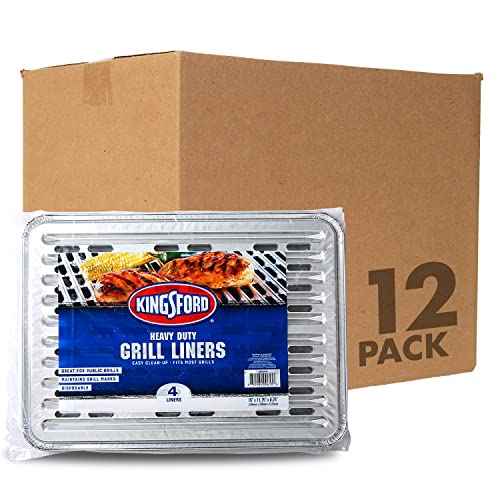 Kingsford Heavy Duty Aluminum Grill Liners | Heavy Duty Grill Liners | Disposable Grilling Liners Prevent Food from Falling Through Grill Grates, 48 Count,Silver