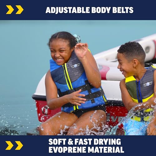 Wow Sports Kids Life Jacket, US Coast Guard Approved Life Vest for Fishing, Kyaking, & Boating PFD