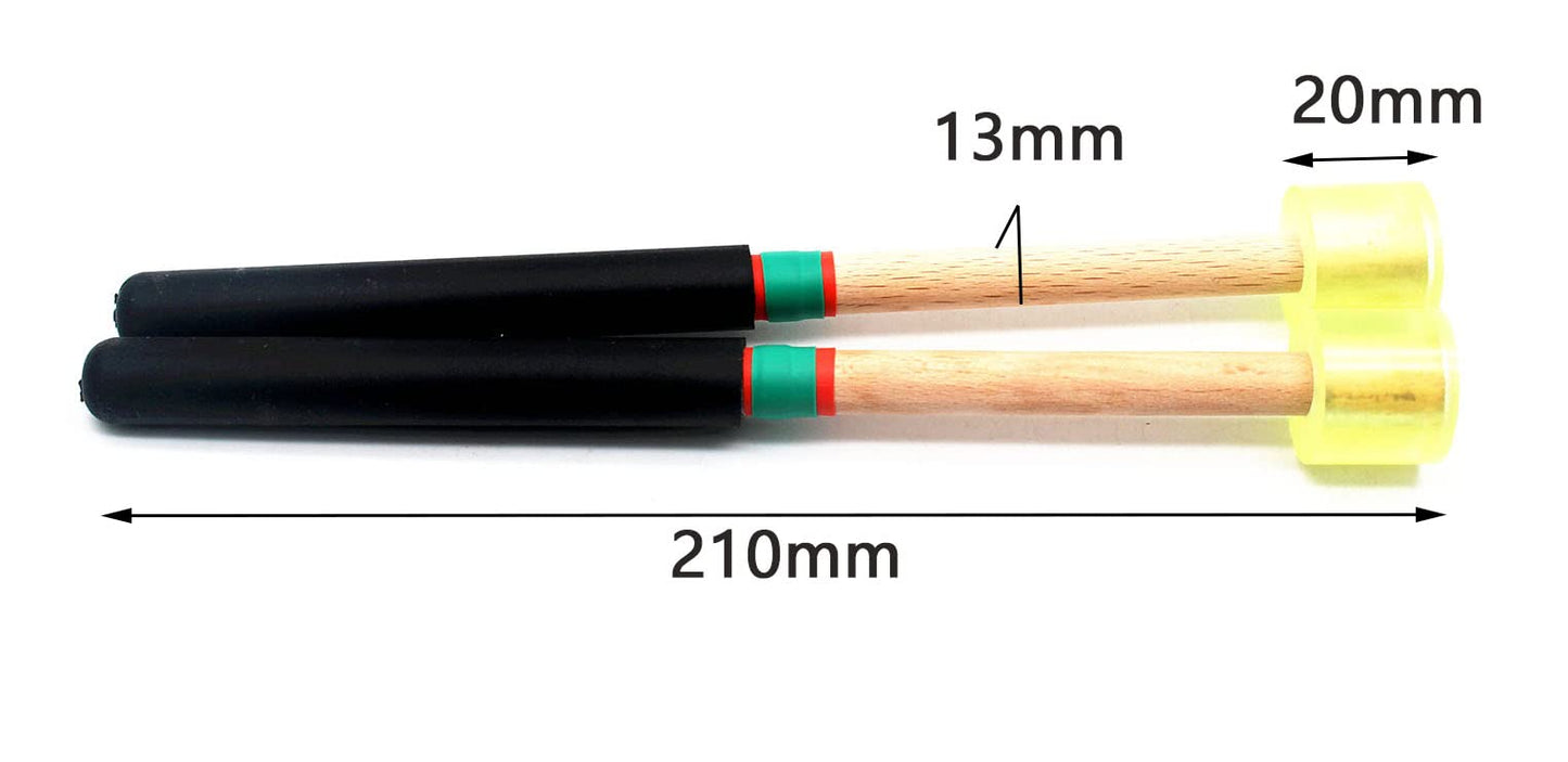Tuoren 8.3 Rubber Head Percussion Mallets Sticks For Playing Tenor Steelpan, Steel Tongue Drum, W/Wooden Handle