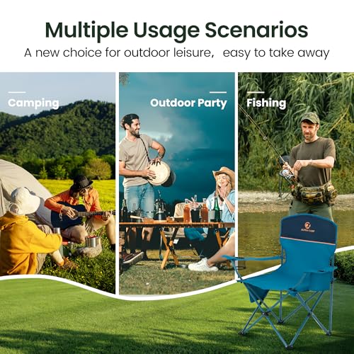 HIGH POINT SPORTS 2 Pack Portable Camping Chair for Adults, Folding Outdoor Camp Chair Lightweight Lawn Chairs Folding Col...