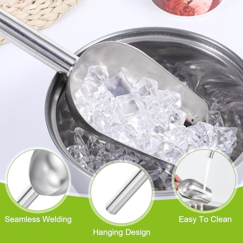 12 Pcs Premium Ice Scoop for Freezer, Multipurpose Metal Ice Scoop for Ice Machine - Stainless Steel Small Ice Scooper for...