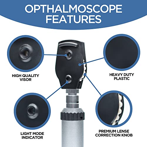 Zyrev Otoscope Oph Diagnostic Set - 36 Piece Medical and Nursing Student Otoscope/Opthalmoscope Diagnostic Kit - with Leat...