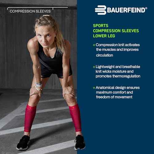 Bauerfeind Sports Compression Lower Leg Calf Sleeves (1 Pair) - Improved Circulation, Airknit Fabric Breathable, Washable