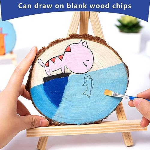 Unfinished Wood Slices for centerpieces 18 PCS 5.1-5.5 Inch,Round Wooden Discs with Tree Bark,Wood Cookies Circles for Cra...