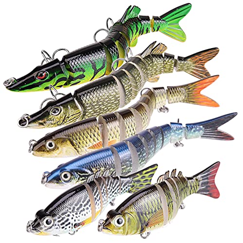 Pumowu Fishing Lures Set - Multi-Stage Bait, Slow Sinking Bionic Bait for Freshwater & Saltwater Bass - Men's Fishing Gift