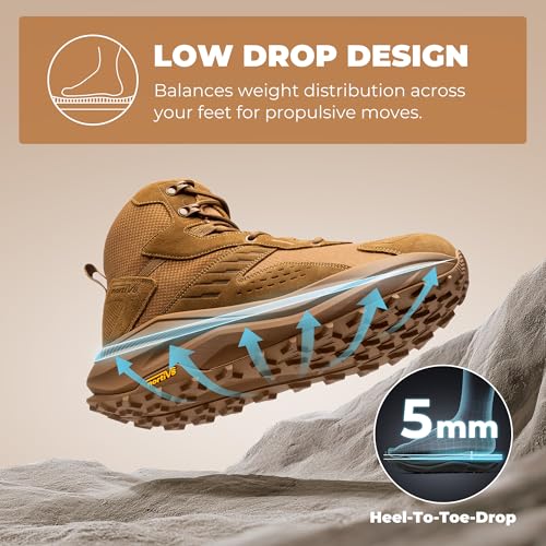 NORTIV 8 Men's Wide Toe Box Hiking Boots Low Drop Waterproof Outdoor Trekking Camping Shoes Katahdin