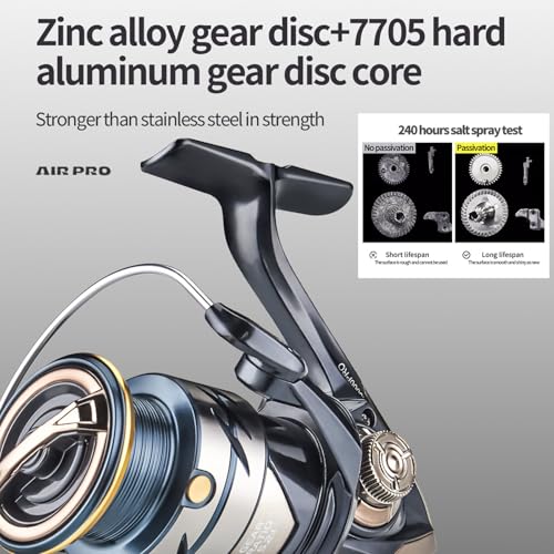 Spinning Reel for Fishing - Saltwater Resistant, Carbon Fiber Lightweight Body, Waterproof Seals, Anti-Tangle Design, Smoo...