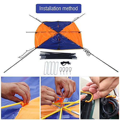 Boat Shade Canopy, 4 Persons Boat Sun Shade Shelter Boat Canopy Sun Awning for Inflatable Boat Raft Kayak ( 4 Persons)(Sui...