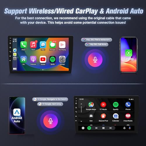 9inch Android Radio Stereo with Wireless Apple Carplay & Android Auto,Car in-Dash GPS Navigation 5G WiFi Bluetooth MirrorL...