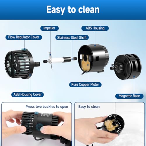 AQQA Magnetic Wave Maker for Aquarium 75-150 Gallon 2110 GPH Water Circulatio Pump Powerhead Fish Tank Wavemaker 360°Rotat...