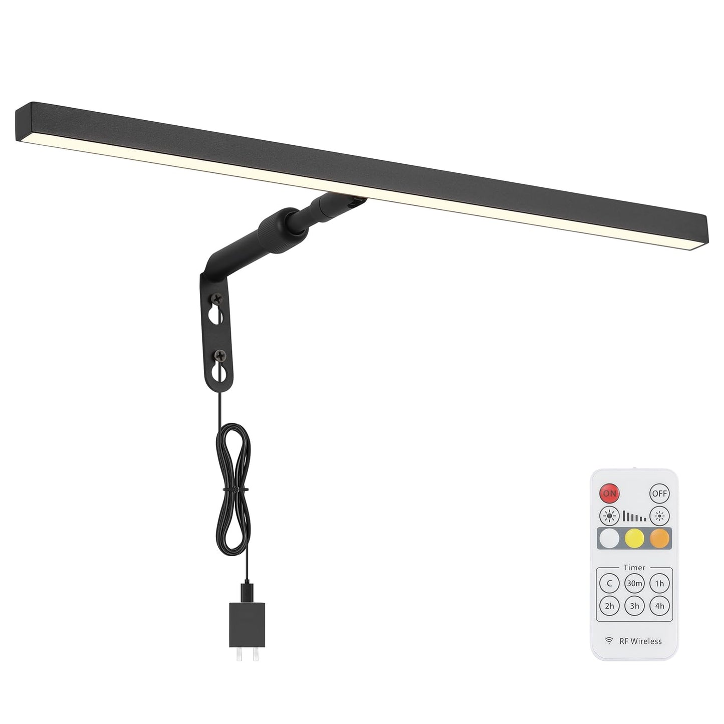Pasoar Picture Lights for Paintings Plug in, 16" 4W Adjustable LED Picture Light Art Light with Timer, Remote Control Gallery Painting Wall Light for Picture Display Frame Dartboard Art Work (Black)