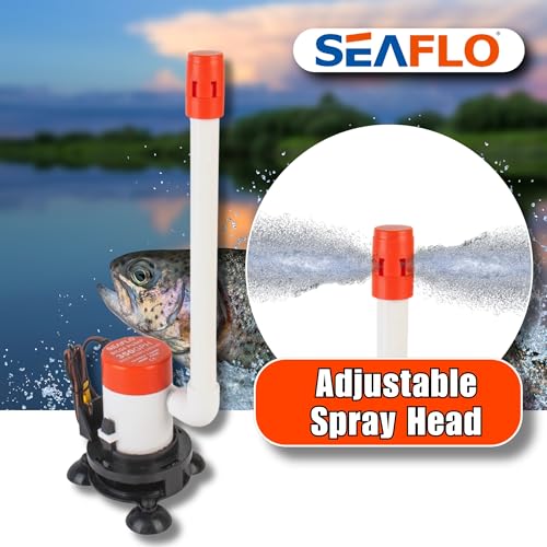 SEAFLO 09 Series Portable Livewell Aeration Pump Kit - 12V, 350 GPH, Submersible, Adjustable Spray Head, Quiet Operation, ...