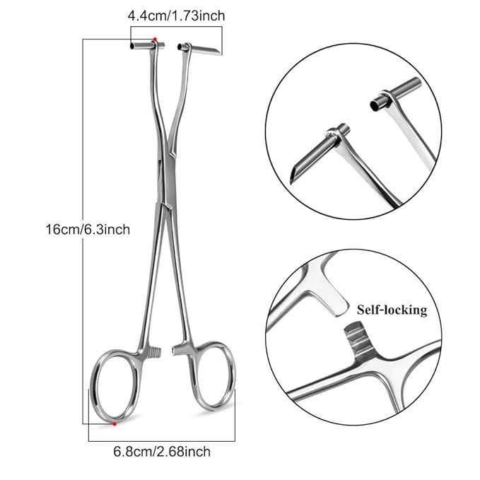 DJCIW Septum Piercing Clamps, 6.3" Piercing Pliers Surgical Stainless Steel Piercing Tools for Nose Septum Ear Cartilage Industrial Piericng Tube Forceps Pliers