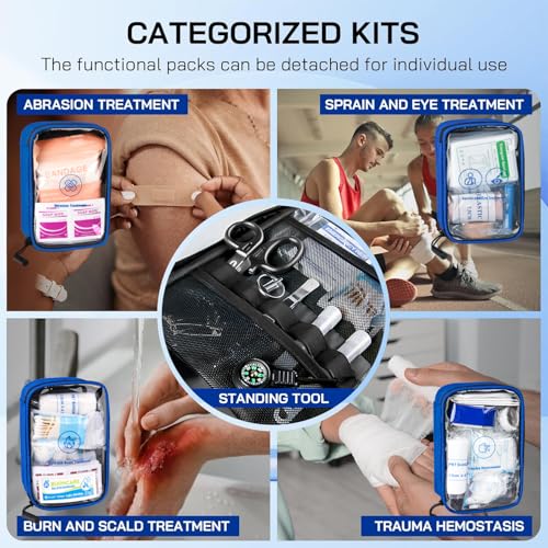 Professional 506 PCS First Aid Kit – 4-in-1 Detachable Emergency Medical Kit for Home, Car, Travel, Camping, Hiking, Workp...