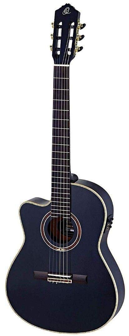 Ortega Guitars 6 String Performer Series Left-Handed Solid Top Thinline Crossover Acoustic-Electric Nylon Classical Guitar W/Bag