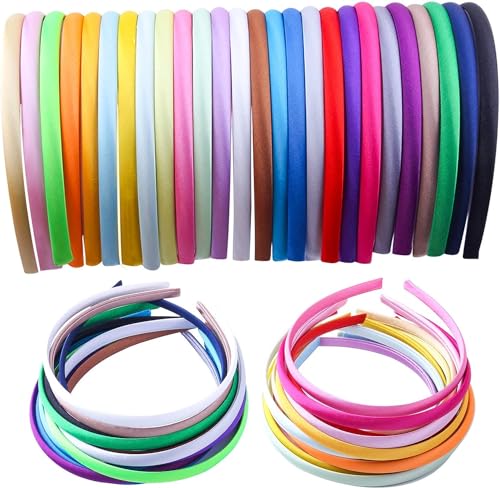 Candygirl HeadBands for Girls,DIY Satin Covered Girls Headbands,1cm Width Craft Headbands for Daily and Party(26pcs Per Pa...
