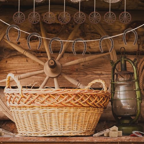 Ovveroche 40 Pcs Western Party Centerpieces for Table Mini Cowboy Hats Mini Horseshoes Wagon Wheels Hay Bales Twisted Hemp...