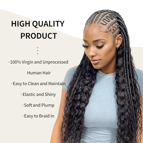 Deep Wave Bulk Human Hair for Braiding 2 Bundles 100g 26 Inch No Weft 10A Brazilian Virgin Curly Human Hair Extensions for Boho Braids Wet Wavy Human Braiding Hair (26"/100G,Black)