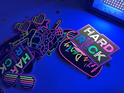 KEPATO 16 Pcs Glow Neon Photo Booth Props with Stick Fluorescent Neon Party Supplies for Birthday Disco Black Light Party ﻿