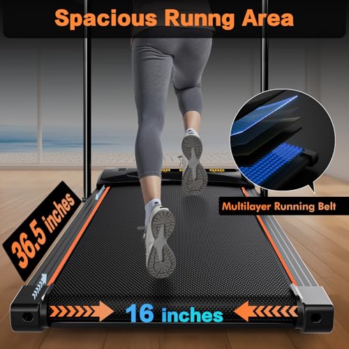 Incline Treadmill for Home, Walking Pad with Handle Bar, Under Desk Compact Treadmill with 350 Lbs Capacity, LED Display & APP, Remote Control, 3.0HP (XXL)