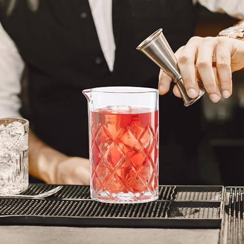 OGGI Cocktail Mixing Glass & Strainer Set - Elegant Bar Mixing Set with 16oz Glass Beaker, Essential Mixology Bartender Ki...