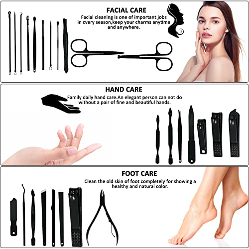 MINKINH Manicure Set Professional Nail Clipper Kit-26 Pieces Stainless Steel Manicure Kit,Nail Care Tools with Luxurious T...