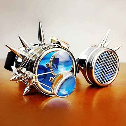 Victorian Magnifying Steampunk Goggle Glasses Cyber Punk Spiked Gothic Cosplay Eye Glasses Double Ocular