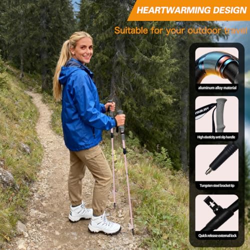 Yourjoy Hiking Trekking Poles, Macaron Colors 2 Pack Anti Shock, Adjustable, Collapsible Hiking Poles for Trekking or Walk...