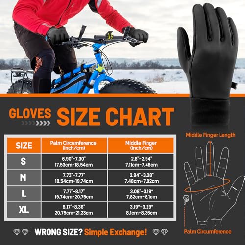 GXCROR Winter Gloves with Windproof & 3M Thermal Insulation, Touchscreen & Anti-Slip, Ideal for Running, Cycling, Hiking, ...