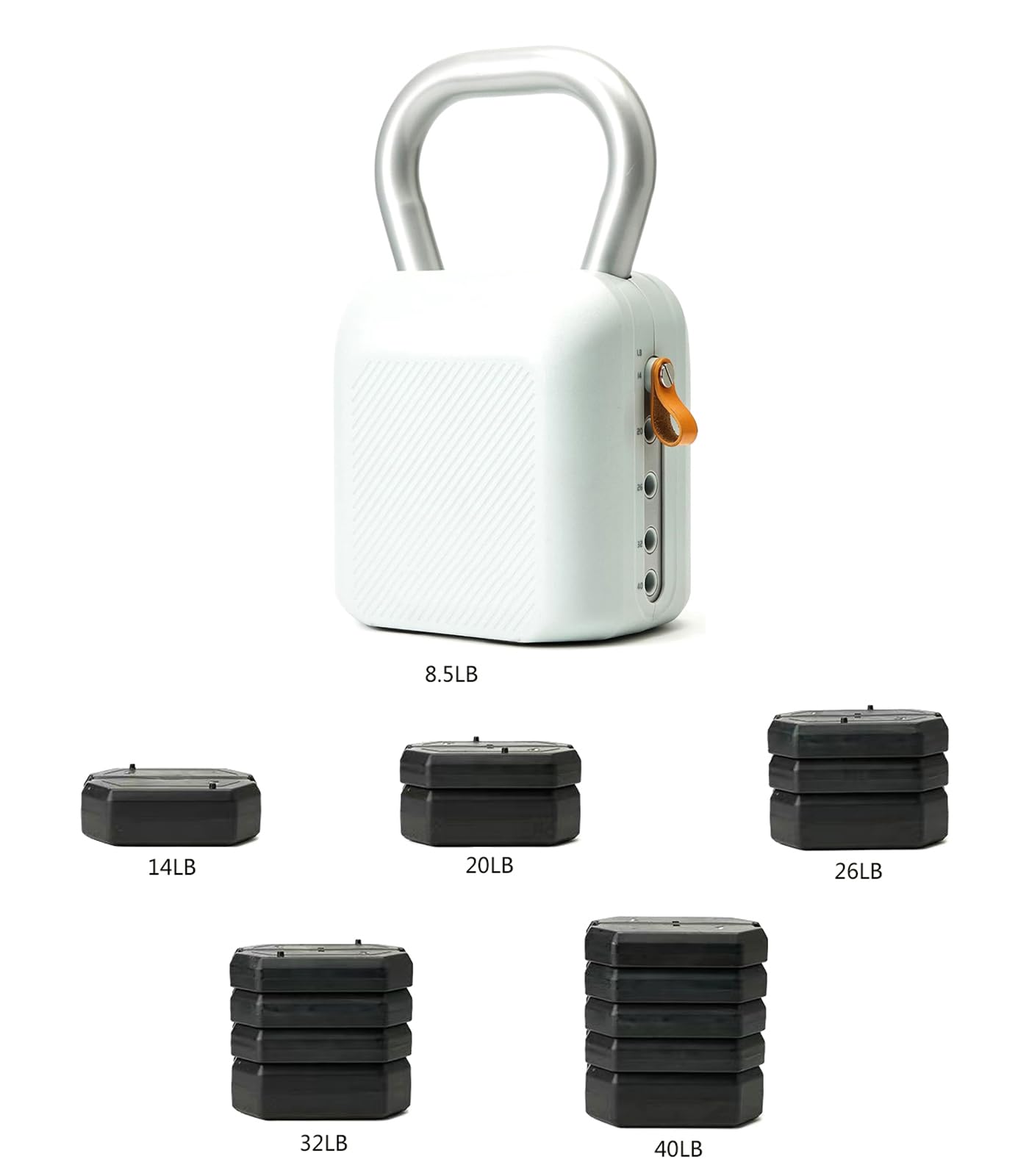 Adjustable Kettlebell Set，6-in-1 Quick Weight Change 8.5-40lb, Kettle Grip，Space-Saving Design for Home Gym Combo, Suitable for Strength Training