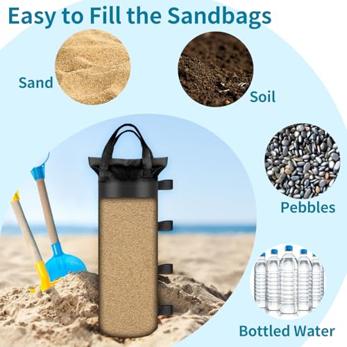 4 Sand Bags for Weight, Heavy Duty Sandbags for Canopy Legs, Extra Large Pop Up Tent Weights, Canopy Weight Bags for Gazeb...