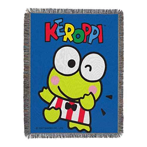 NORTHWEST Woven Tapestry Throw Blanket, 48" x 60", Keroppi Wave Keroppi