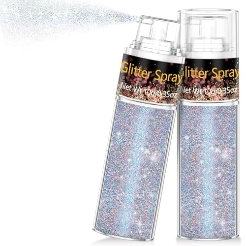Hair and Body Glitter Spray, 1PC Glint-Rainbow Glitter Hairspray Dry Powder Makeup for Clothes, Festival Rave Prom Loose S...