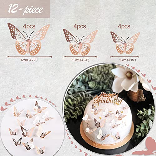 Upgraded Rose Gold Pink Party Decorations with Happy Birthday Banner, Curtains, Butterfly Wall, Circle Dots Garland, Tissu...