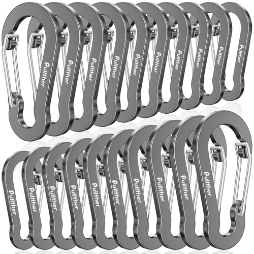 Pullther fishing Aluminum Carabiner Clips- Set of 20,Carabiner Clip 2 inch,Corrosion-Resistant,Lightweight,Ideal for Outdo...