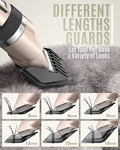 oneisall Dog Clipper Low Noise, Dog Grooming Kit with Rechargeable, Pet Shaver Cordless Electric Quiet Hair Clipper Set fo...