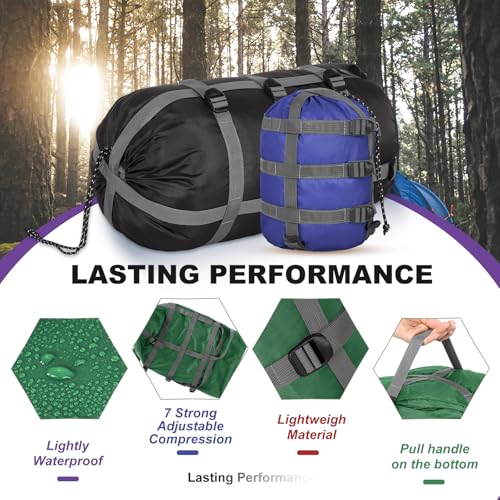SilTriangle 5 Pack Compression Stuff Sack 5 Assorted Size Sleeping Bag Stuff Sack Ultralight Sleeping Bag Cover Space Savi...