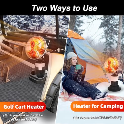 Roykaw Golf Cart Propane Heater for 1 LB Cylinder, 6300 BTU Heater Propane with Cylinder Stand, Portable Propane Heater fo...