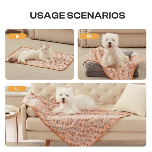 Luciphia 1 Pack 3 Blankets Super Soft Fluffy Premium Fleece Pet Blanket Flannel Throw for Dog Puppy Cat Paw Brown/Pink/Whi...