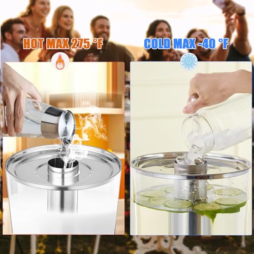 2 Gallons Beverage Dispenser With Stand, Drink Dispensers for Parties, Stainless Steel Juice Dispensers with Ice Tube and ...