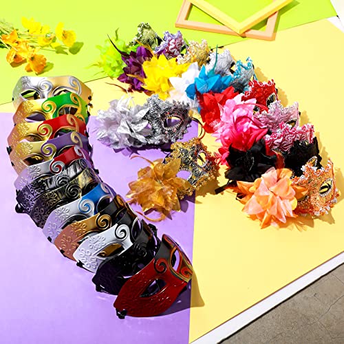 Sratte 24 Pcs Mardi Gras Masquerade Mask Half Face Venetian Masks Vintage Mascarade Mask Antique Look Costumes Party Acces...
