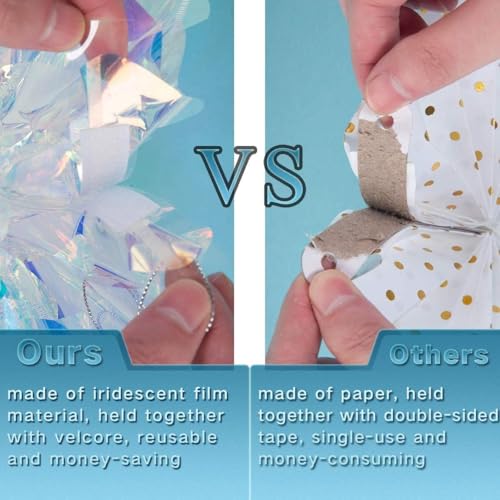 BTSD-home Iridescent Party Decorations with Hanging Honeycomb Ball Decorative Paper Fan Snowflake Garlands Birthday Weddin...