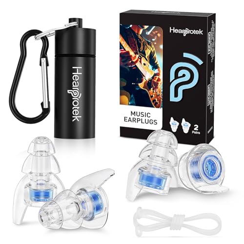 Hearprotek Concert Ear Plugs, 2Pairs Reusable high Fidelity Musician Ear Plugs for Concerts Loud Music-Noise Reduction Ear...