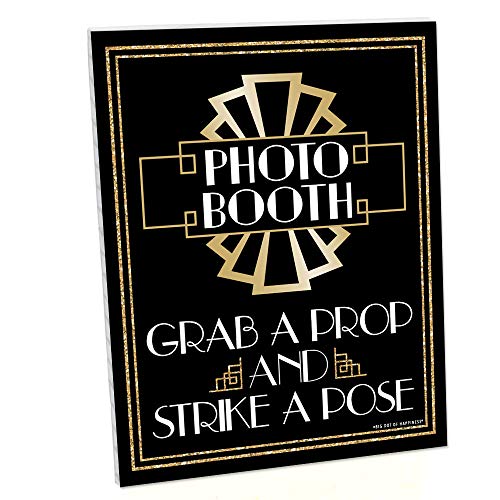 Big Dot of Happiness Roaring 20’s Photo Booth Sign - 1920s Art Deco Jazz Party Decorations - Printed on Sturdy Plastic Mat...