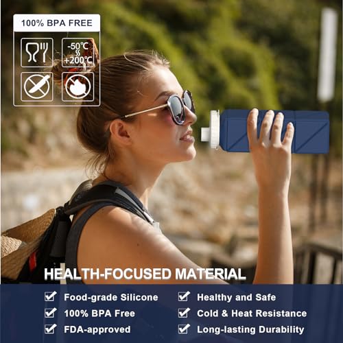 BEAUTAIL Collapsible Water Bottles 20.6oz, Silicone Foldable Portable Travel Water Bottle, BPA-Free, Leakproof Reusable fo...