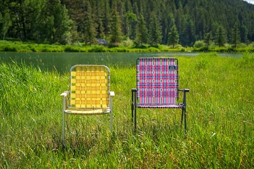 MOUNTAIN SUMMIT GEAR Retro Webbed Camping Chair - Lightweight, Foldable, Durable Steel Frame, 300lb Capacity, Vintage Red/...