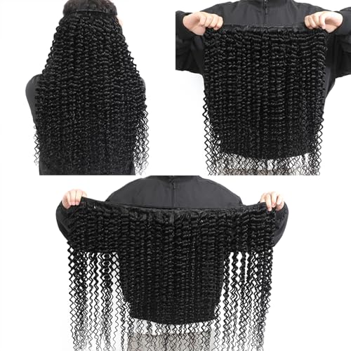 15A Raw Human Hair Bundles Deep Wave Bundles Human Hair,Triple Lifespan Indian Virgin Hair,No Tangle Shedding,Multiple Washes Keep Texture Silky Soft (3 Bundle Natural Black, 16 16 16)