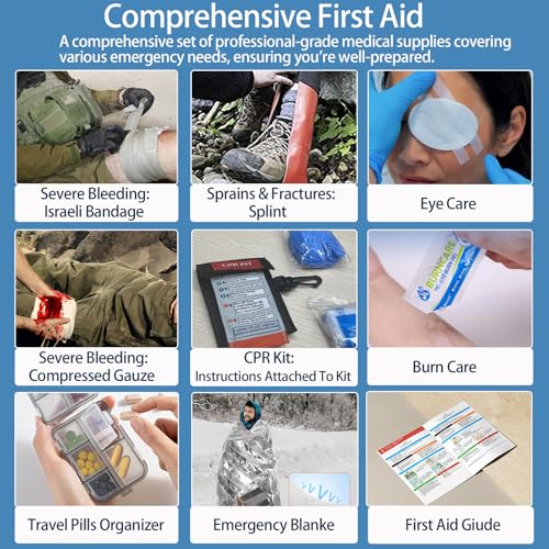Professional Trauma First Aid Kit - Military-Grade Labelled Compartments & MOLLE System for Workplace, Outdoor, Car, Boat,...