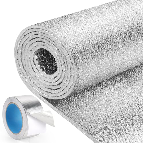 HADOR Window Insulation for Winter, Reflective Insulation Roll 48 in X 10 Feet, Double-Sided Aluminum Foam Core Radiant Ba...